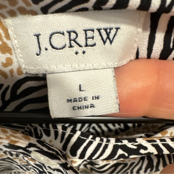 J crew womens button up zebra Animal Print Button-Up Blouse Sz L - Picture 3 of 8
